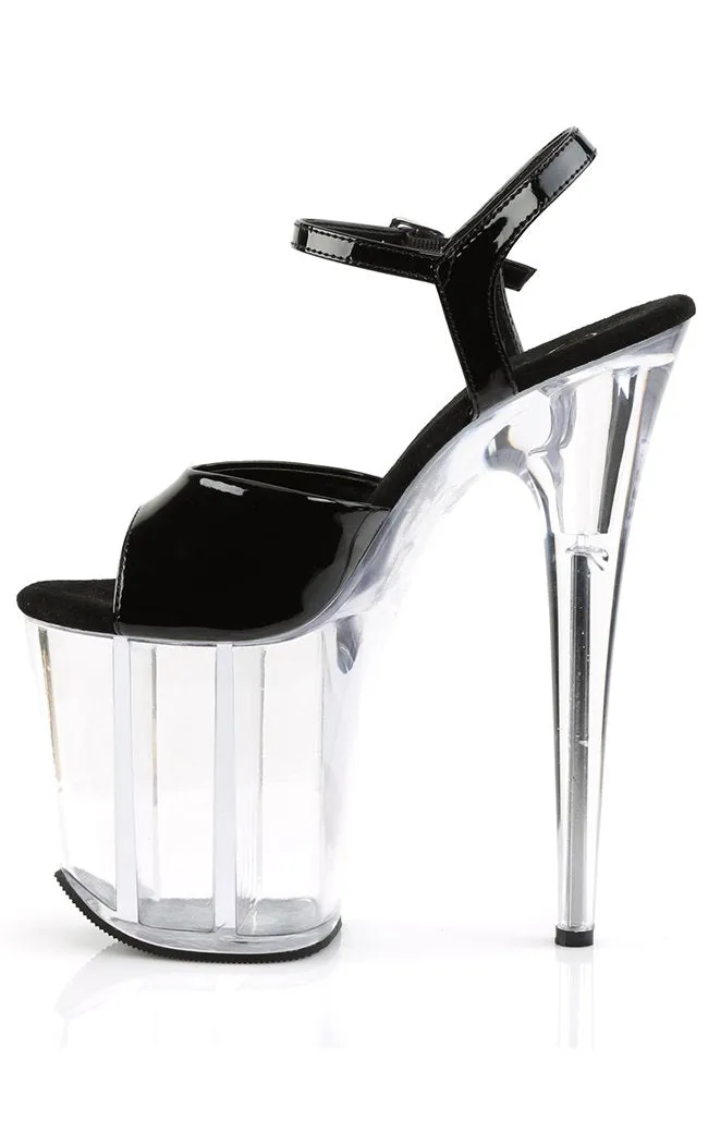 FLAMINGO-809 Black Patent & Clear Platform Heels