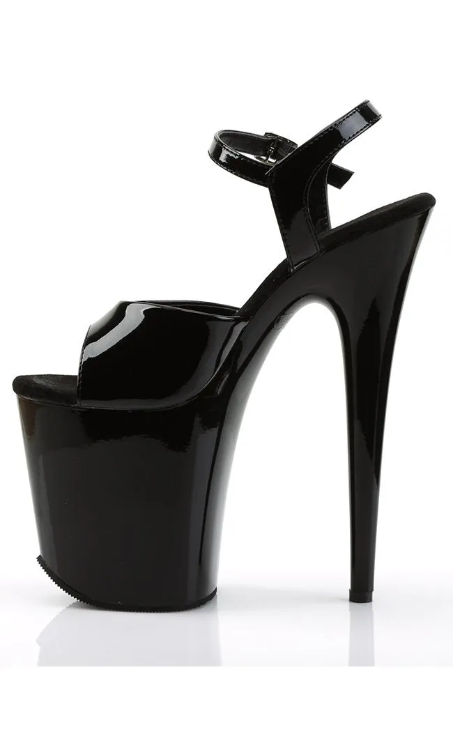 FLAMINGO-809 Black Patent Platform Heels