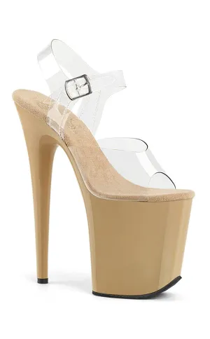 FLAMINGO-809 Clear & Beige Platform Heels [In Stock]