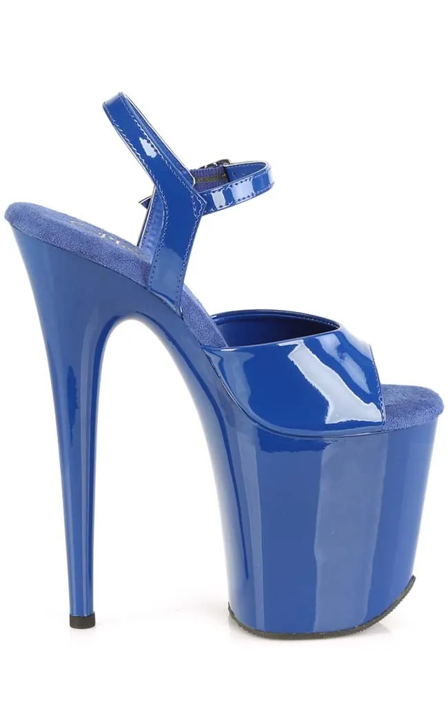 FLAMINGO-809 Royal Blue Patent Platform Heels