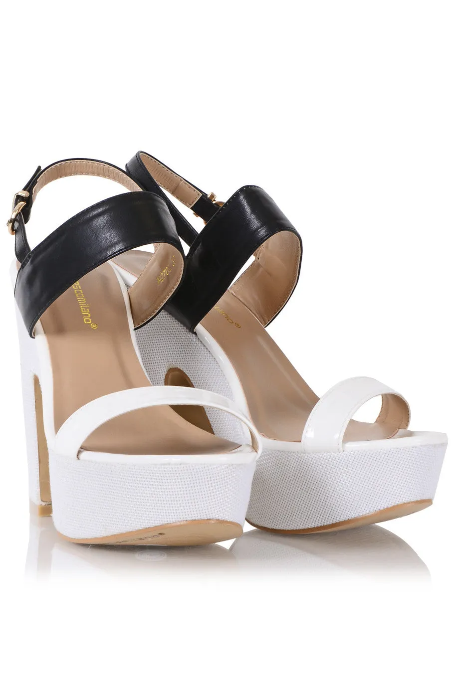 FRANCESCO MILANO CARINA Black White Heeled Sandals