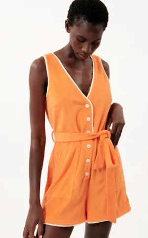 FRNCH Orange Mila Terry Cloth Tank Romper