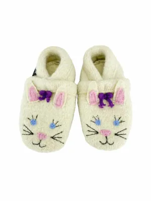 Garnet Hill Baby Girl Boiled Wool Bunny Slippers Ivory Size 18-24M