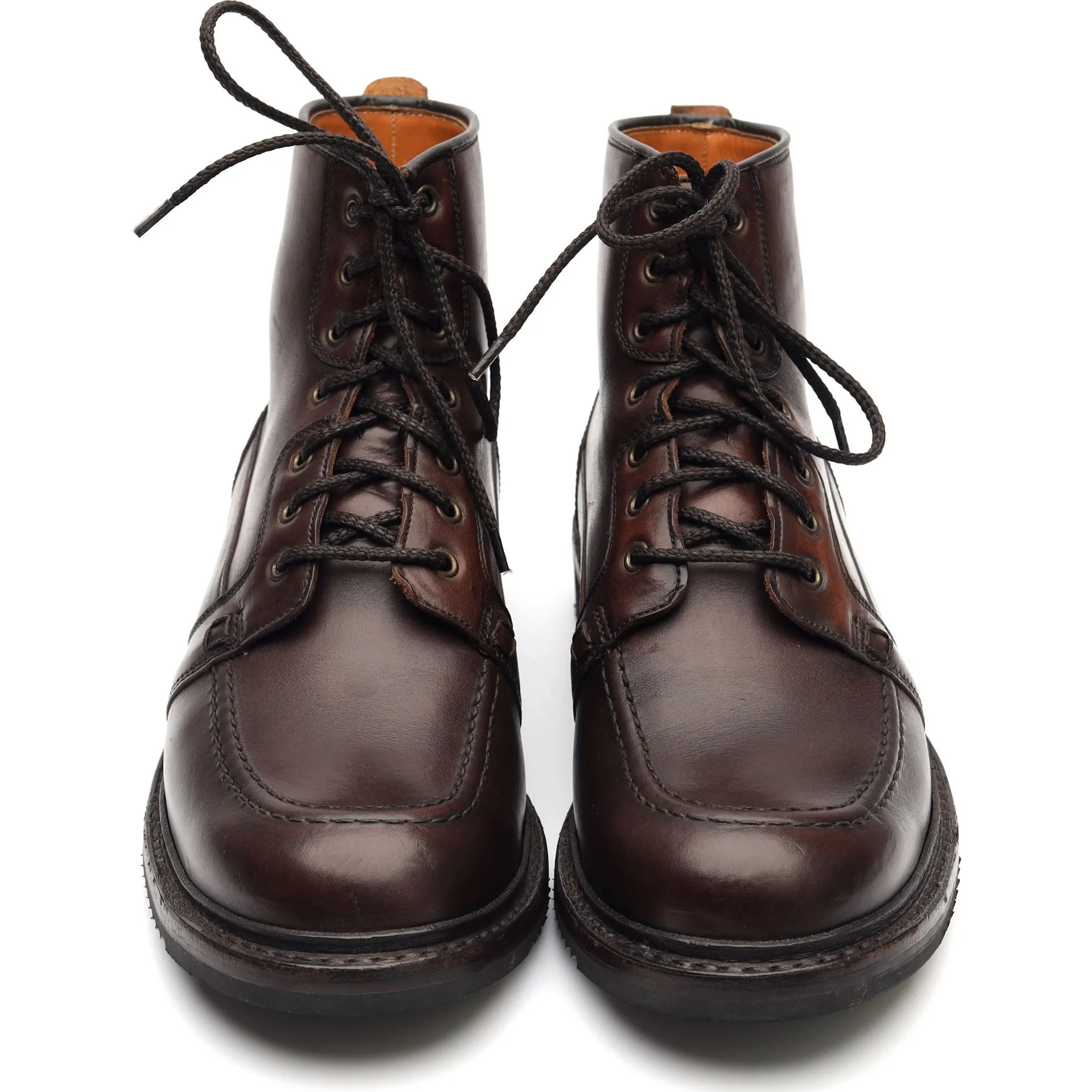 'Gateshead' Brown Leather Apron Boots UK 6 F