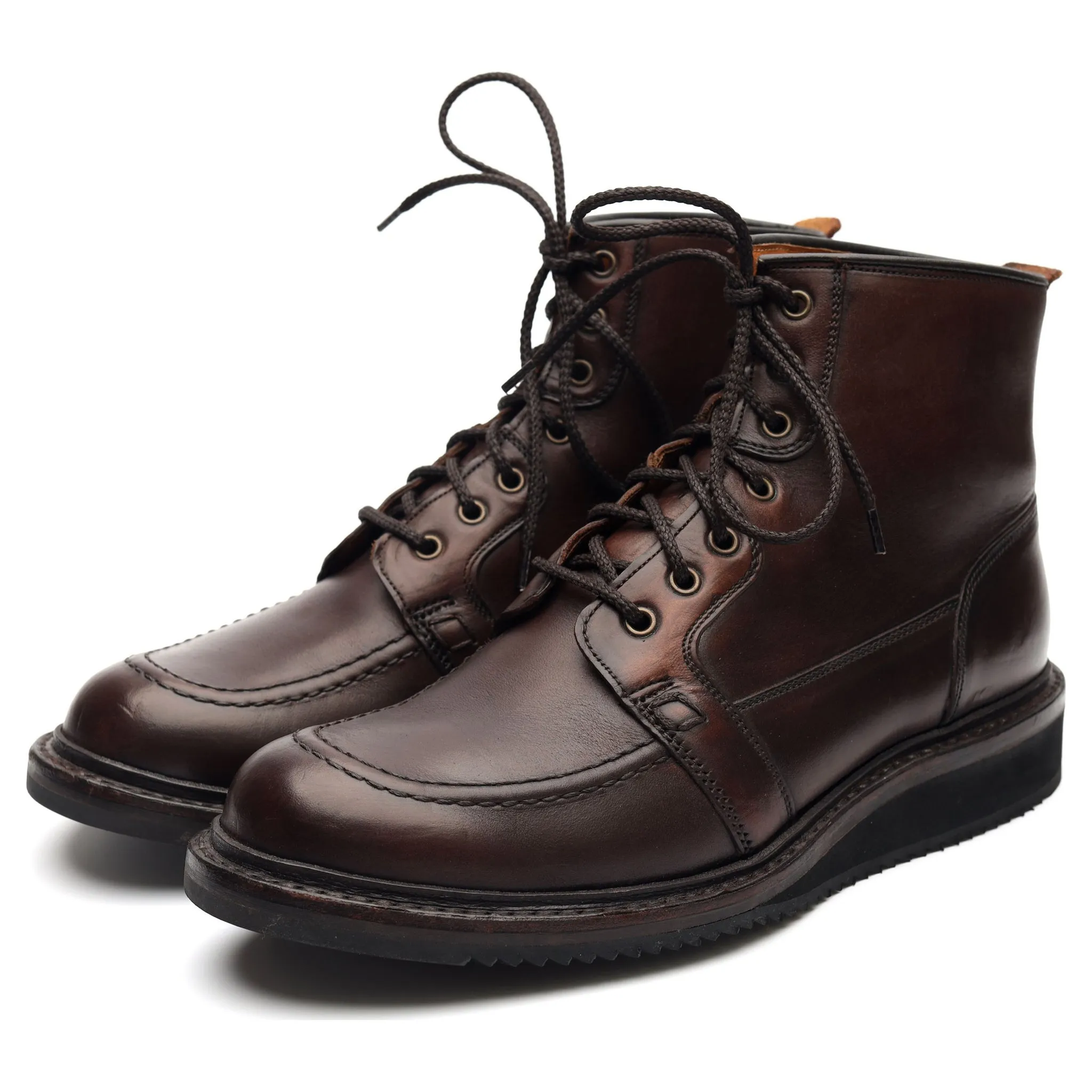 'Gateshead' Brown Leather Apron Boots UK 6 F