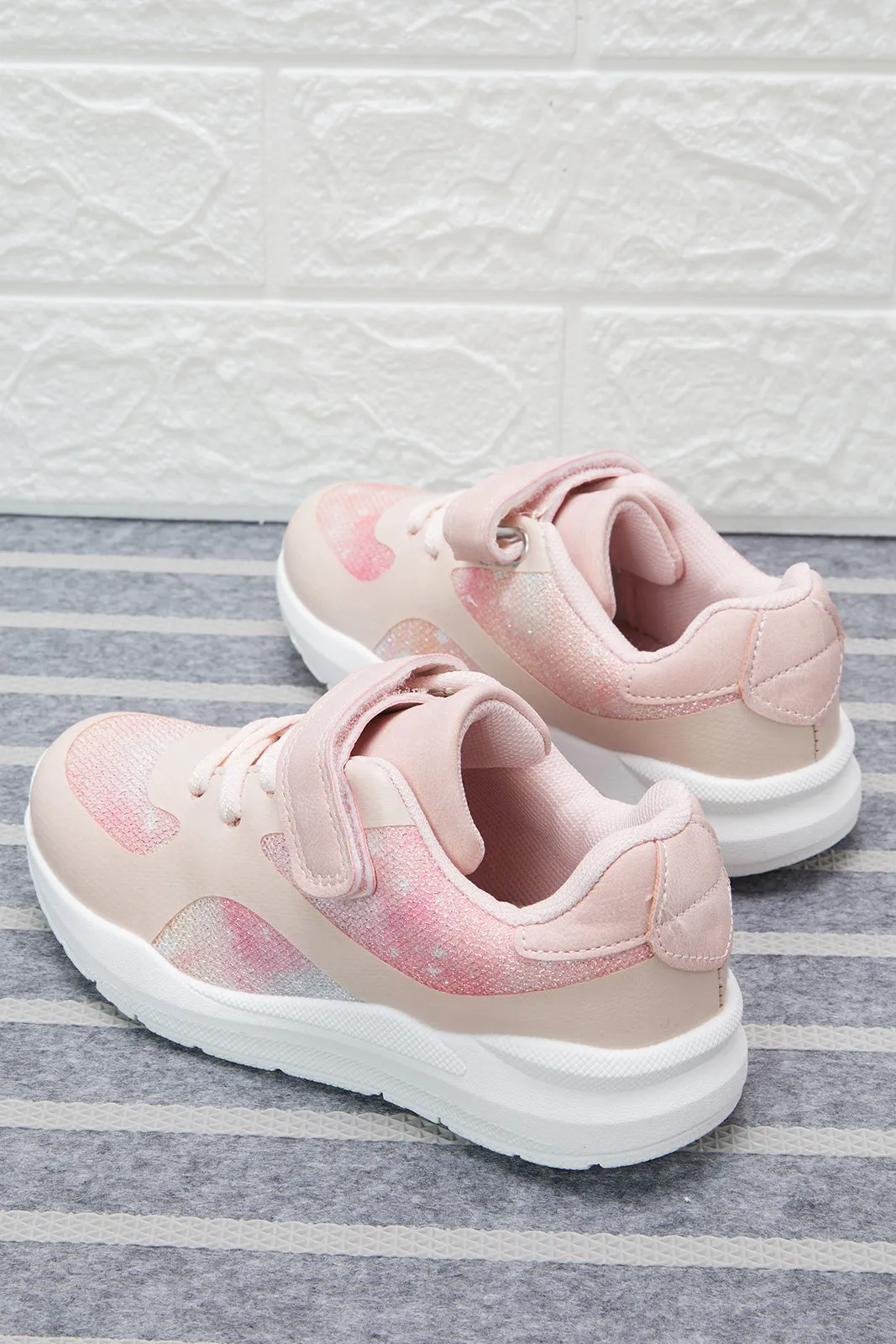 Girls Pink Velcro Trainer