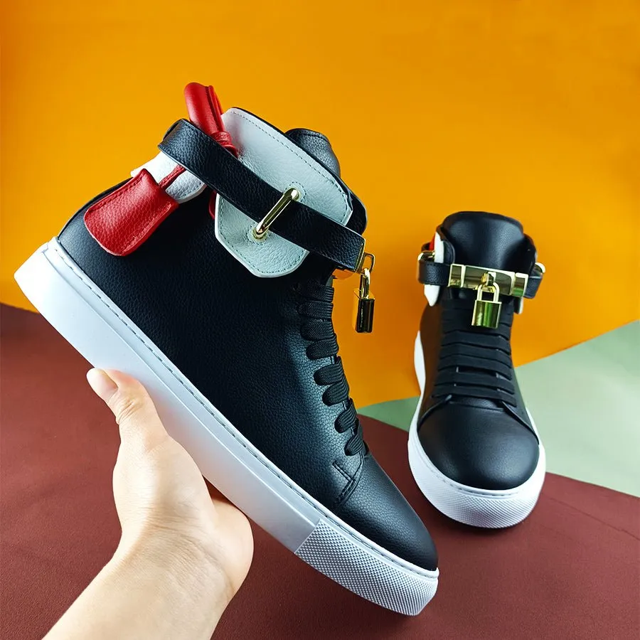 GlamMetal Embellished Solid High-Top Sneakers