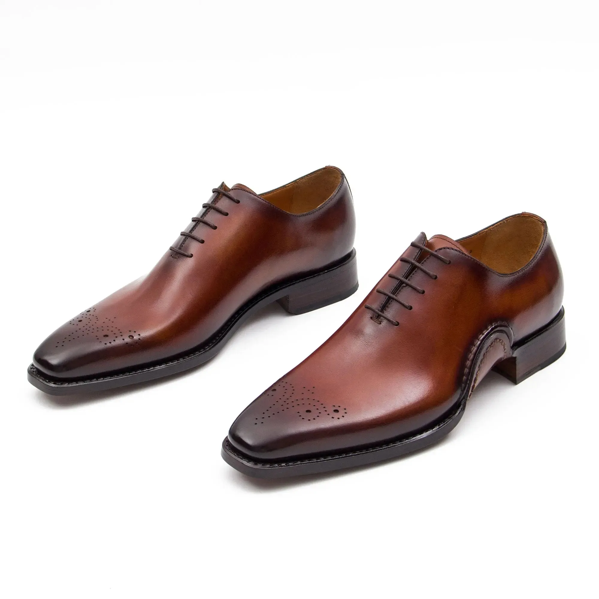 Goodyear Handmade Patina Oxford Shoes-Brown