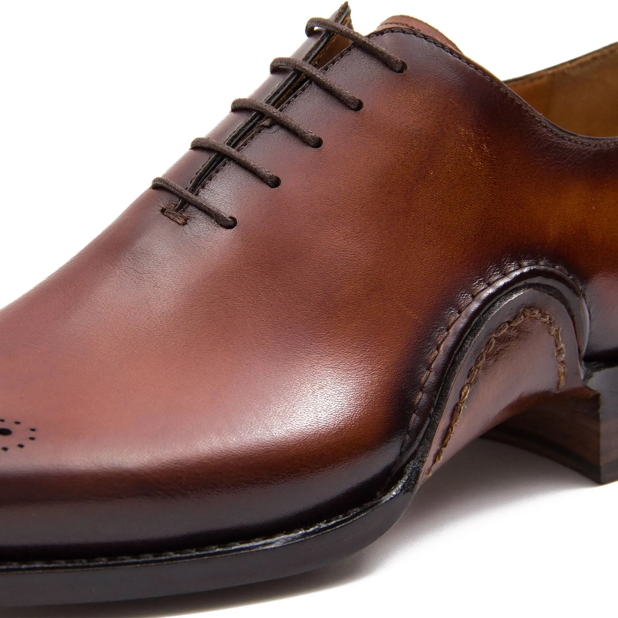 Goodyear Handmade Patina Oxford Shoes-Brown