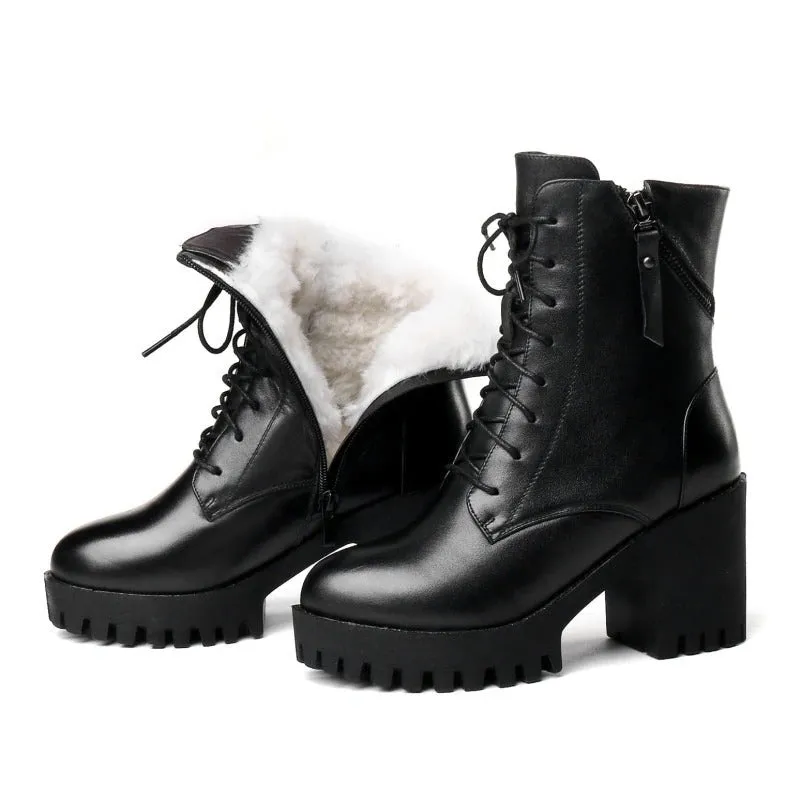 Gothic Lace-up Plush Platform High Heels Boots for Women