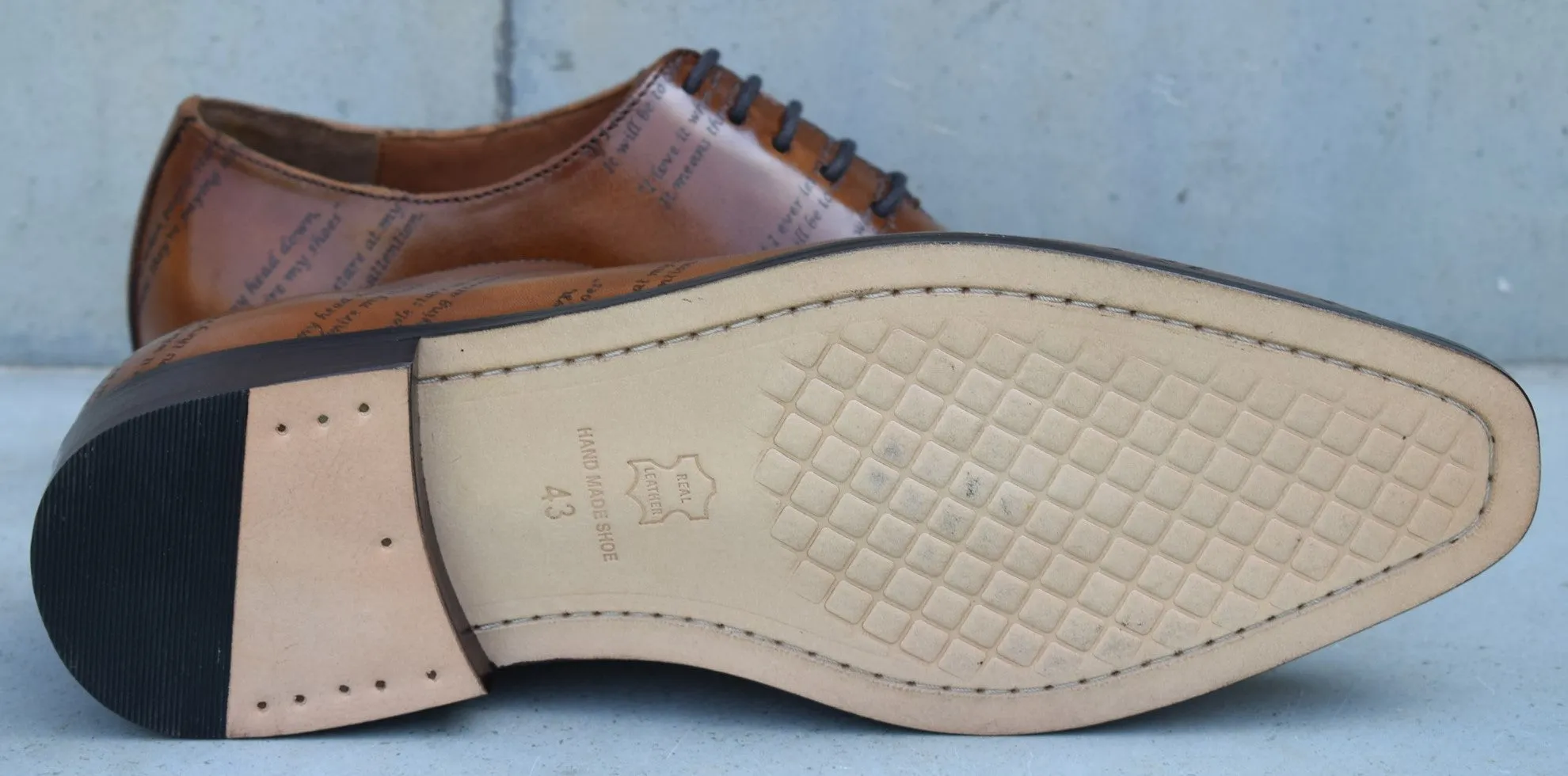 Grant Laser Quotation Cognac HandMade Shoes