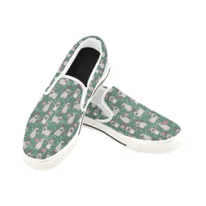 Green Pug Women's Slip-on Canvas Shoes