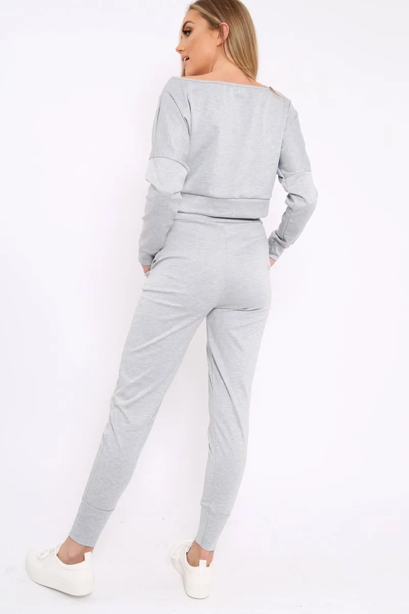 Grey Bardot Sweatshirt and Joggers Loungewear Set - Marnie