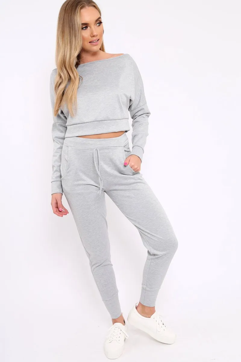 Grey Bardot Sweatshirt and Joggers Loungewear Set - Marnie