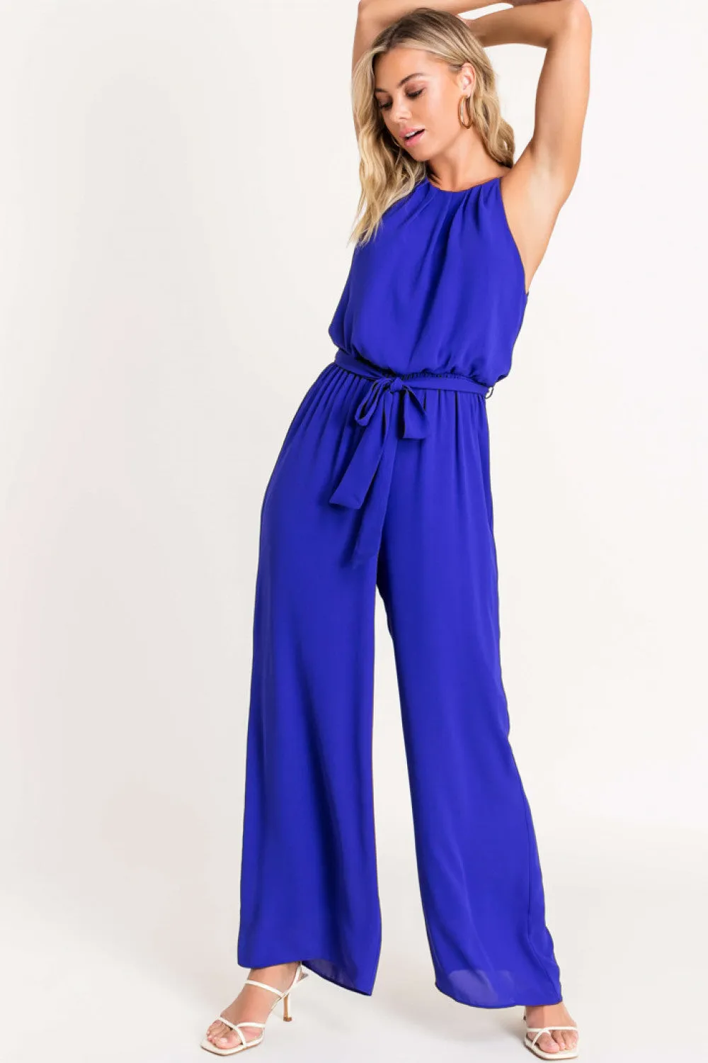 Halter Neck Jumpsuit, Indigo