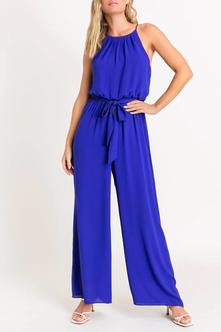 Halter Neck Jumpsuit, Indigo