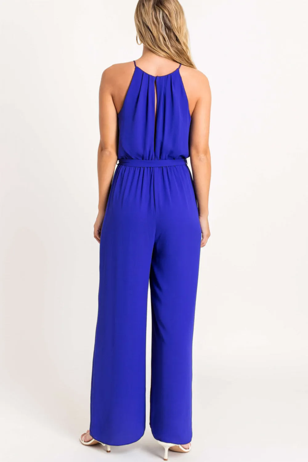 Halter Neck Jumpsuit, Indigo