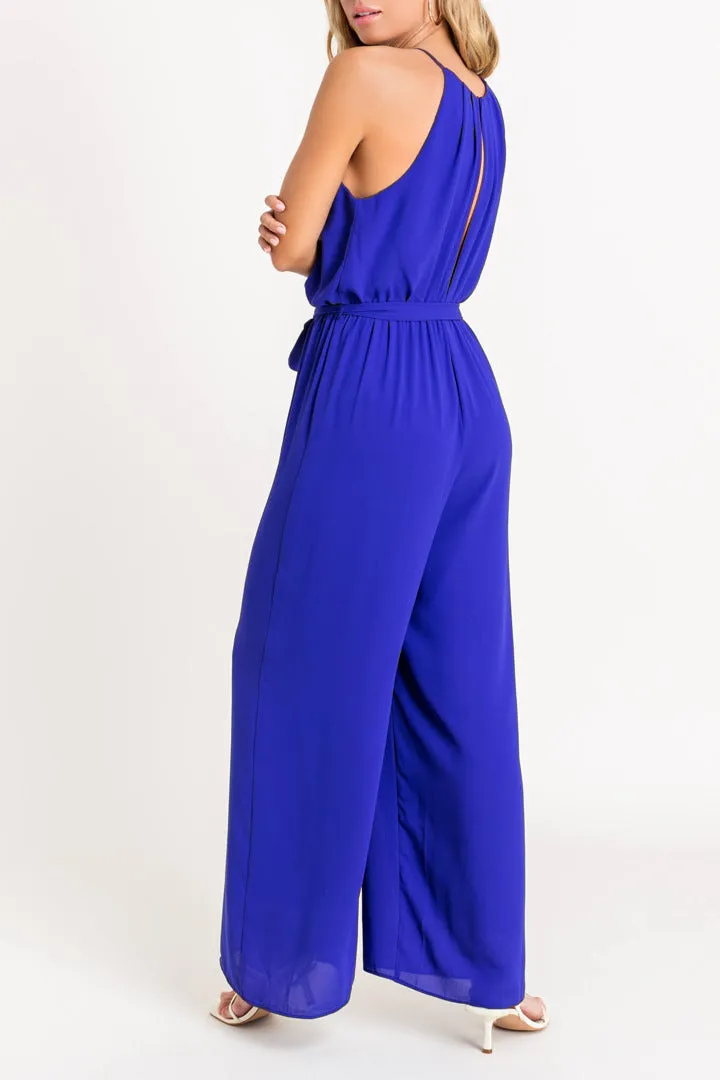 Halter Neck Jumpsuit, Indigo