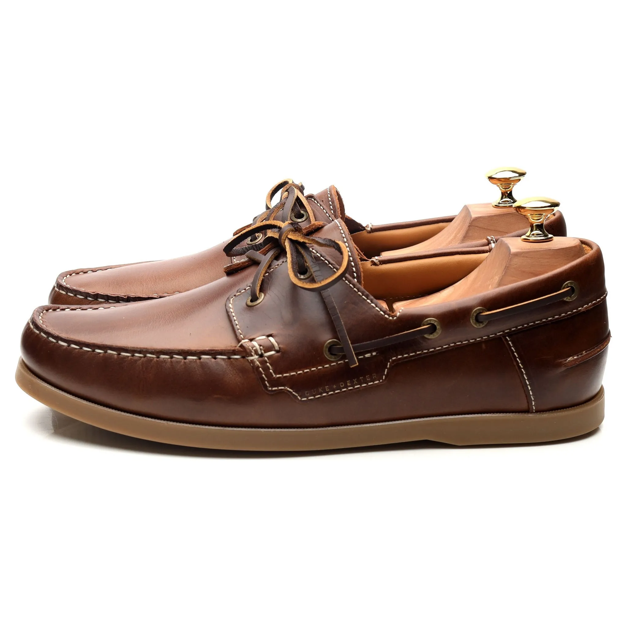 'Hardy' Brown Leather Boat Shoes UK 10