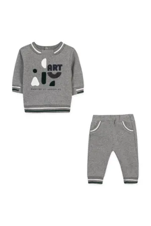 Heather Gray Patch Jogging Suit