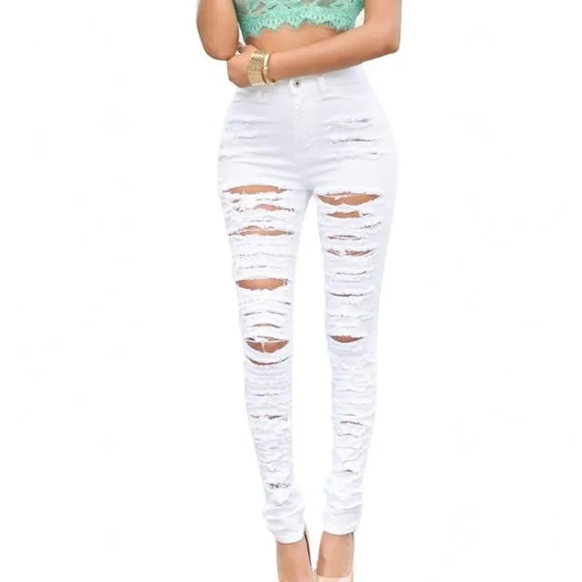 High Waist Push Up Skinny Ripped Jean