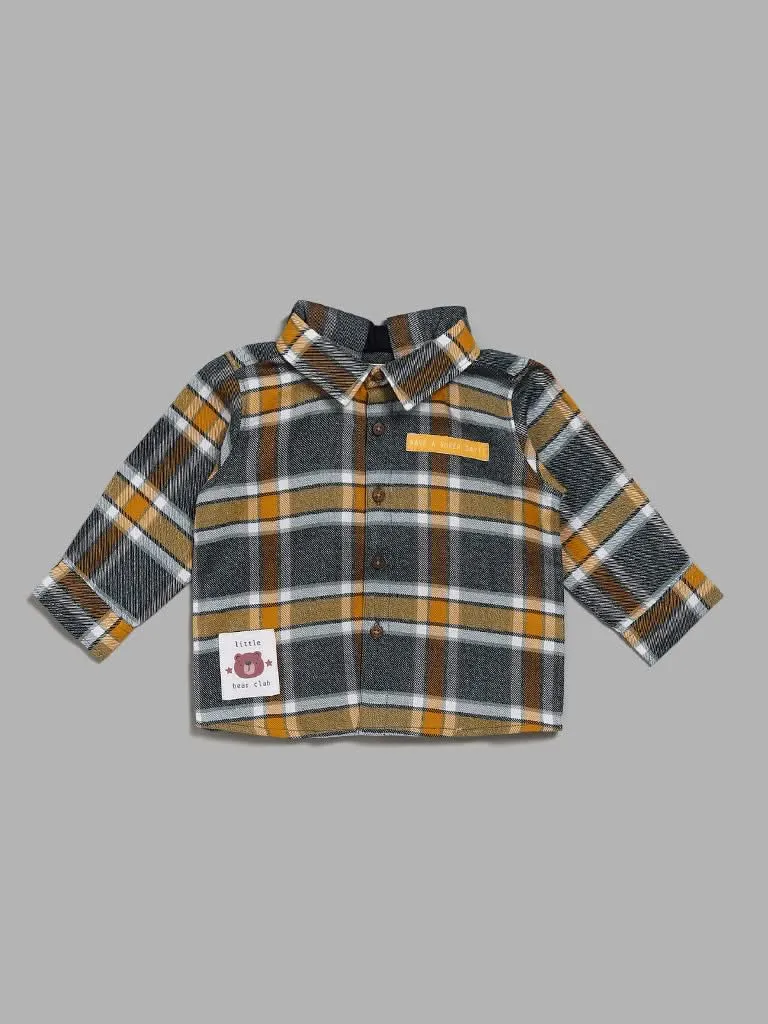 HOP Baby Multicolour Checked Shirt with Hoodie