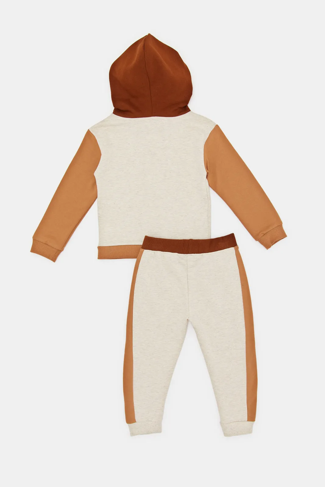 Infant Boys Cream And Brown Jogging Suit (3 Piece)