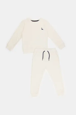 Infant Boys Cream Dino Jogging Suit (2 Piece)