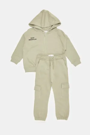 Infant Boys Mint Hooded Jogging Suit (2 Piece)