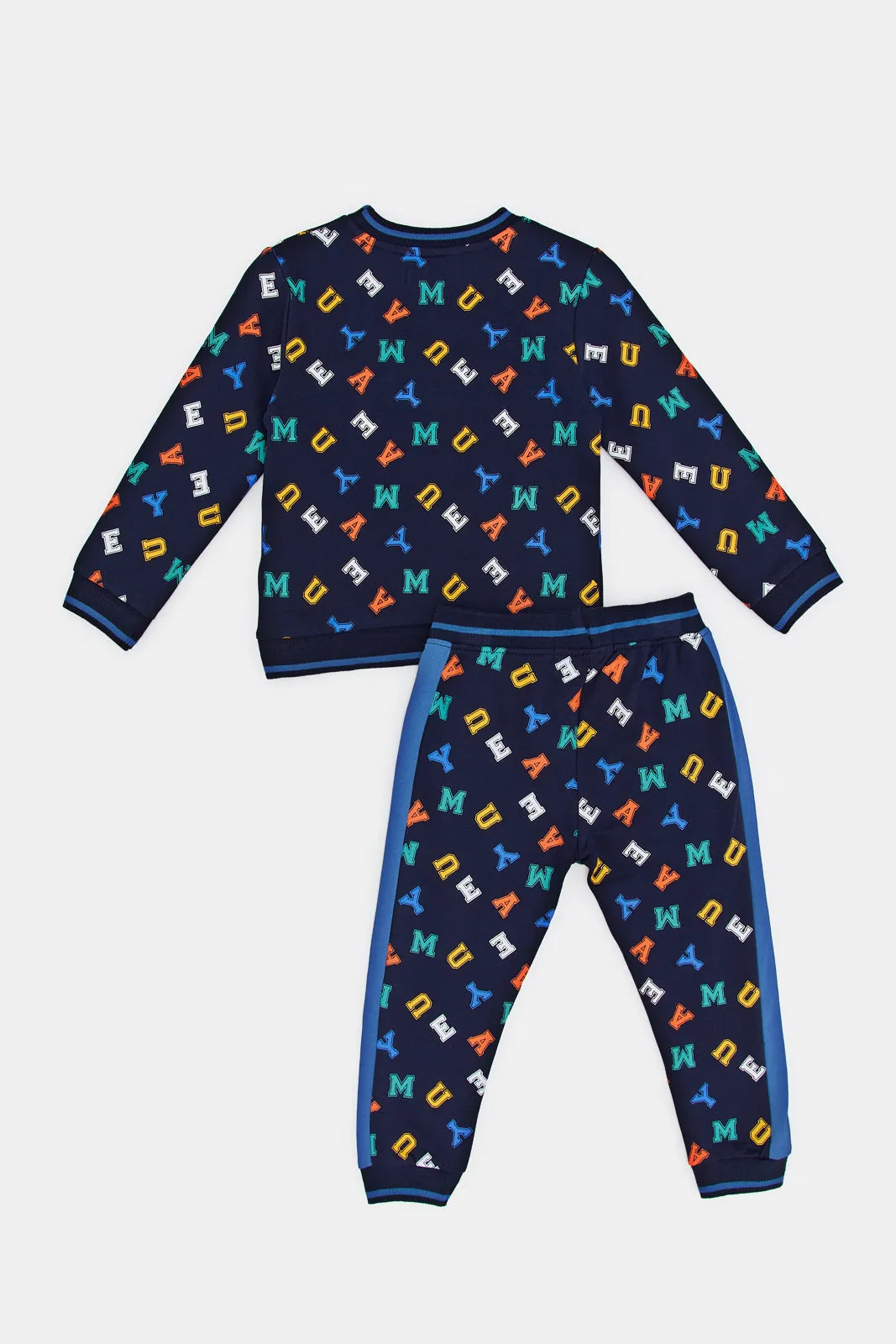 Infant Boys Navy Printed Jogging Suit (2 Piece)