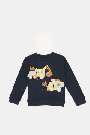 Infant Boys Navy Printed Sweatshirt