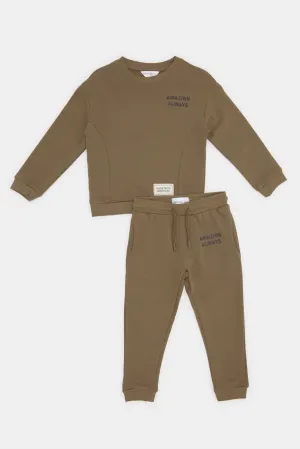 Infant Boys Olive Crew Jogging Suit