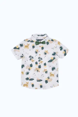 Infant Boys White Tiger Print Bow Shirt