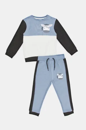 Infant Boys Zebra Blue And Whit Jog Suit Set (2 Piece)