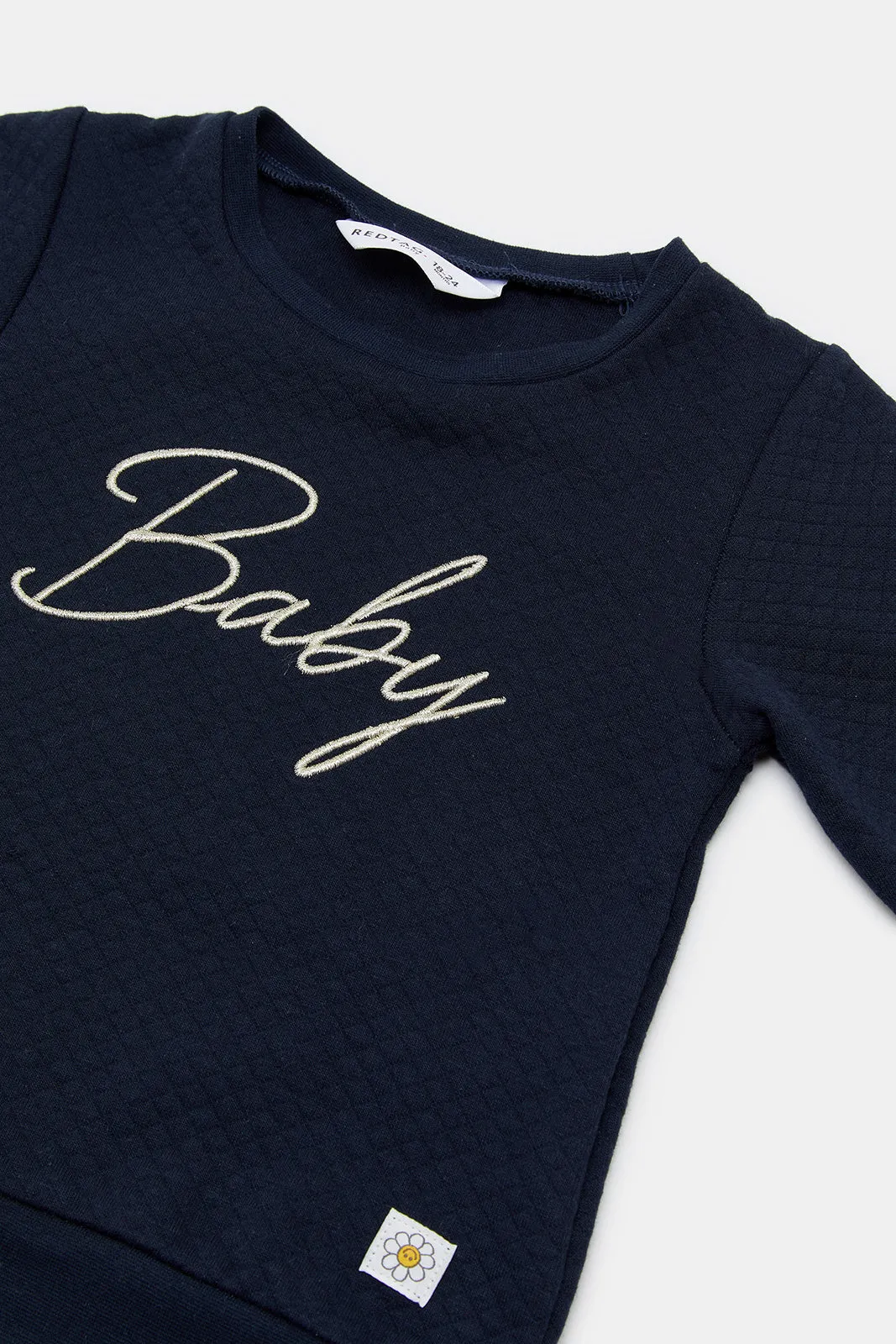 Infant Girls Navy Embroidered Jogging Suit (2 Piece)