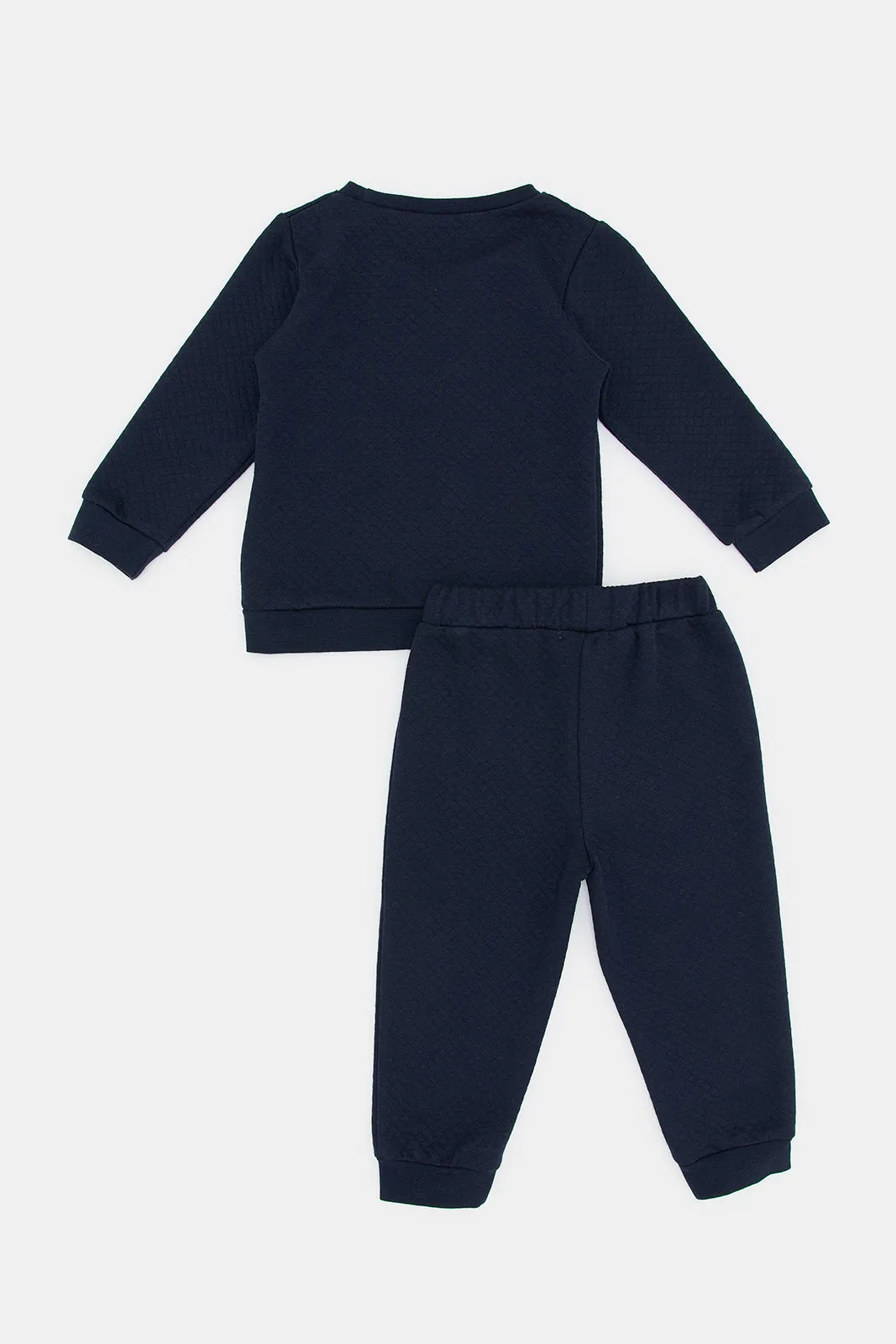 Infant Girls Navy Embroidered Jogging Suit (2 Piece)