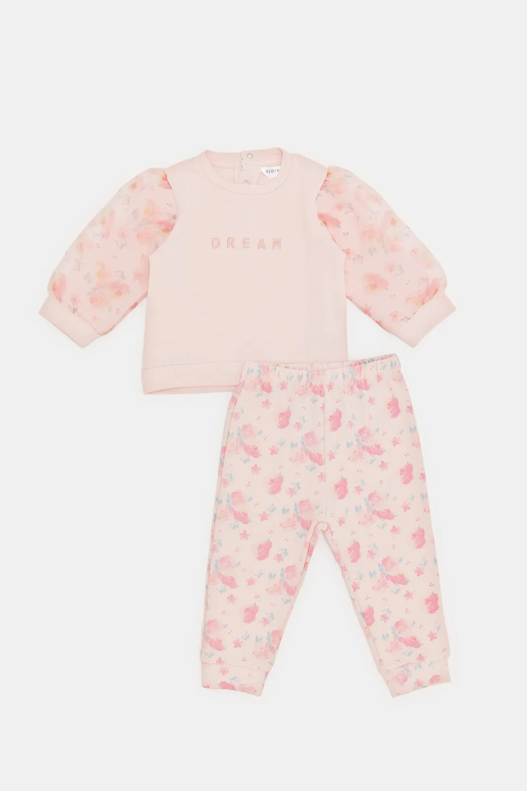 Infant Girls Pink Floral Jog set (2 Piece)