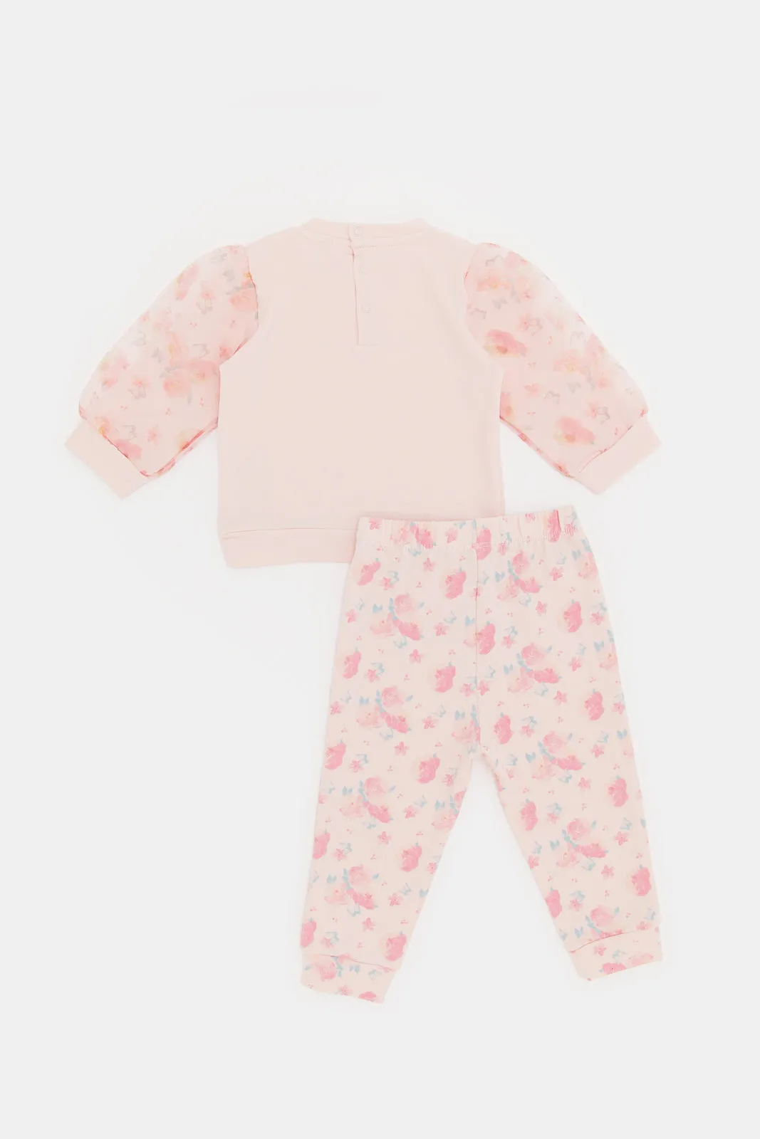 Infant Girls Pink Floral Jog set (2 Piece)