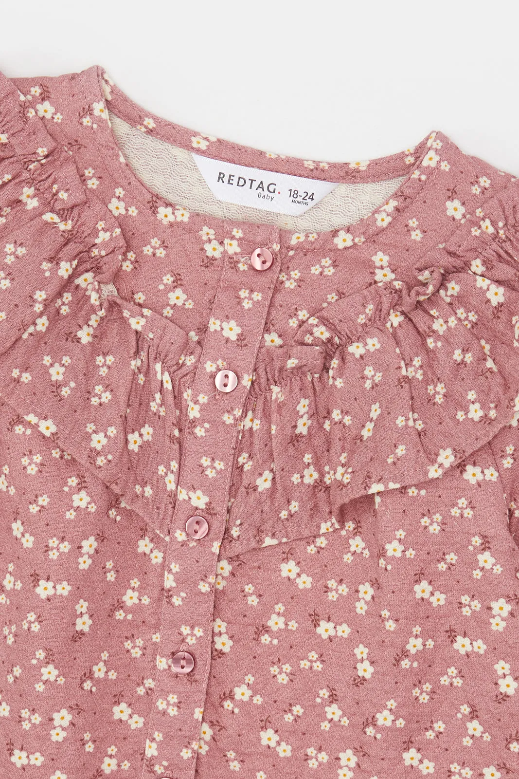 Infant Girls Pink Printed Casual Blouse