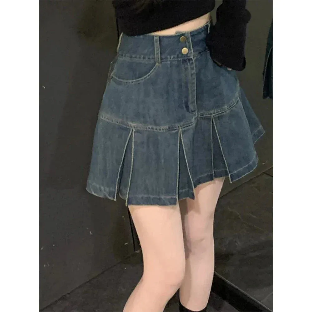 KPOP High Waisted Mini Denim Skirt