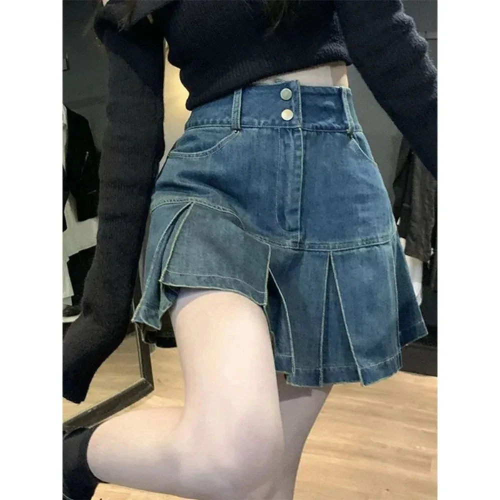 KPOP High Waisted Mini Denim Skirt