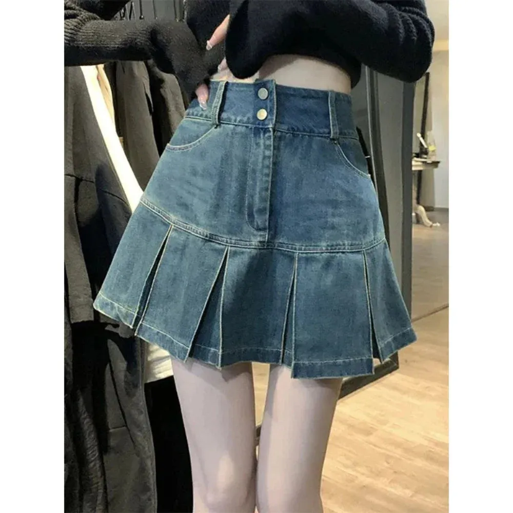 KPOP High Waisted Mini Denim Skirt