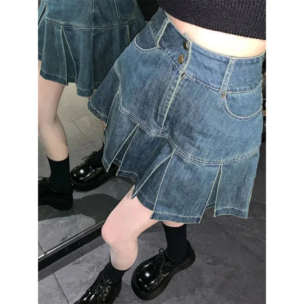 KPOP High Waisted Mini Denim Skirt