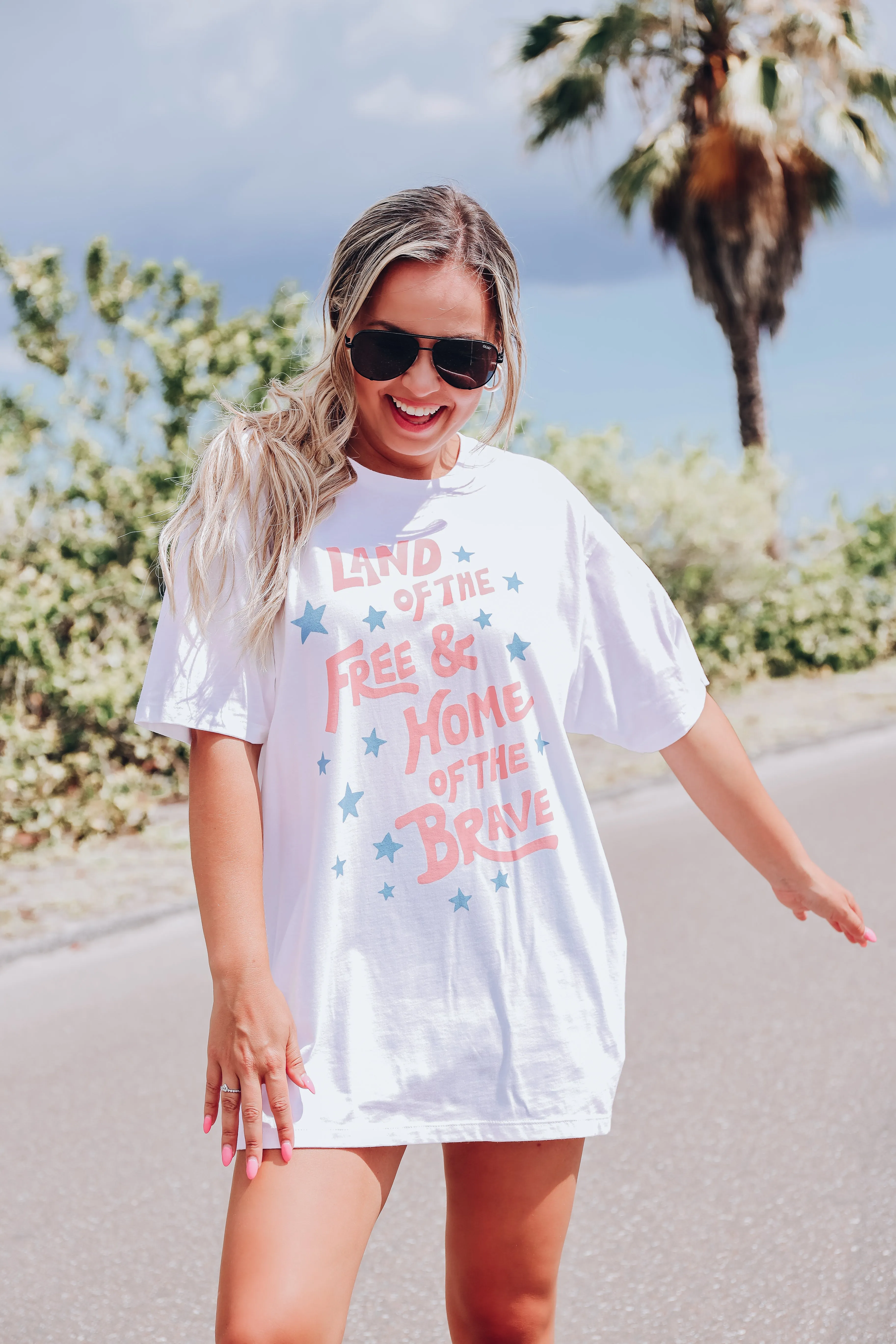 Land Of The Free Graphic Tee - White