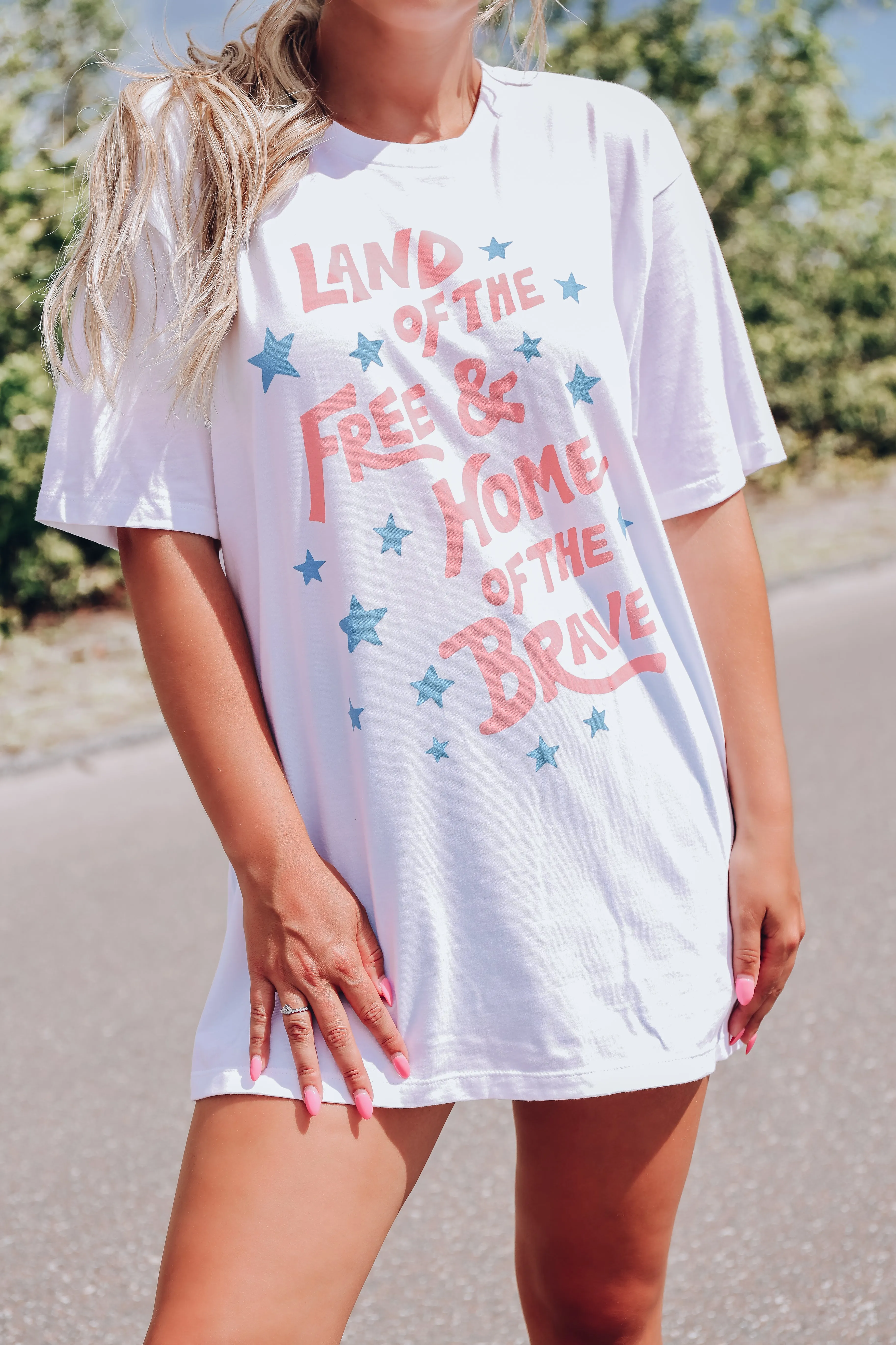 Land Of The Free Graphic Tee - White