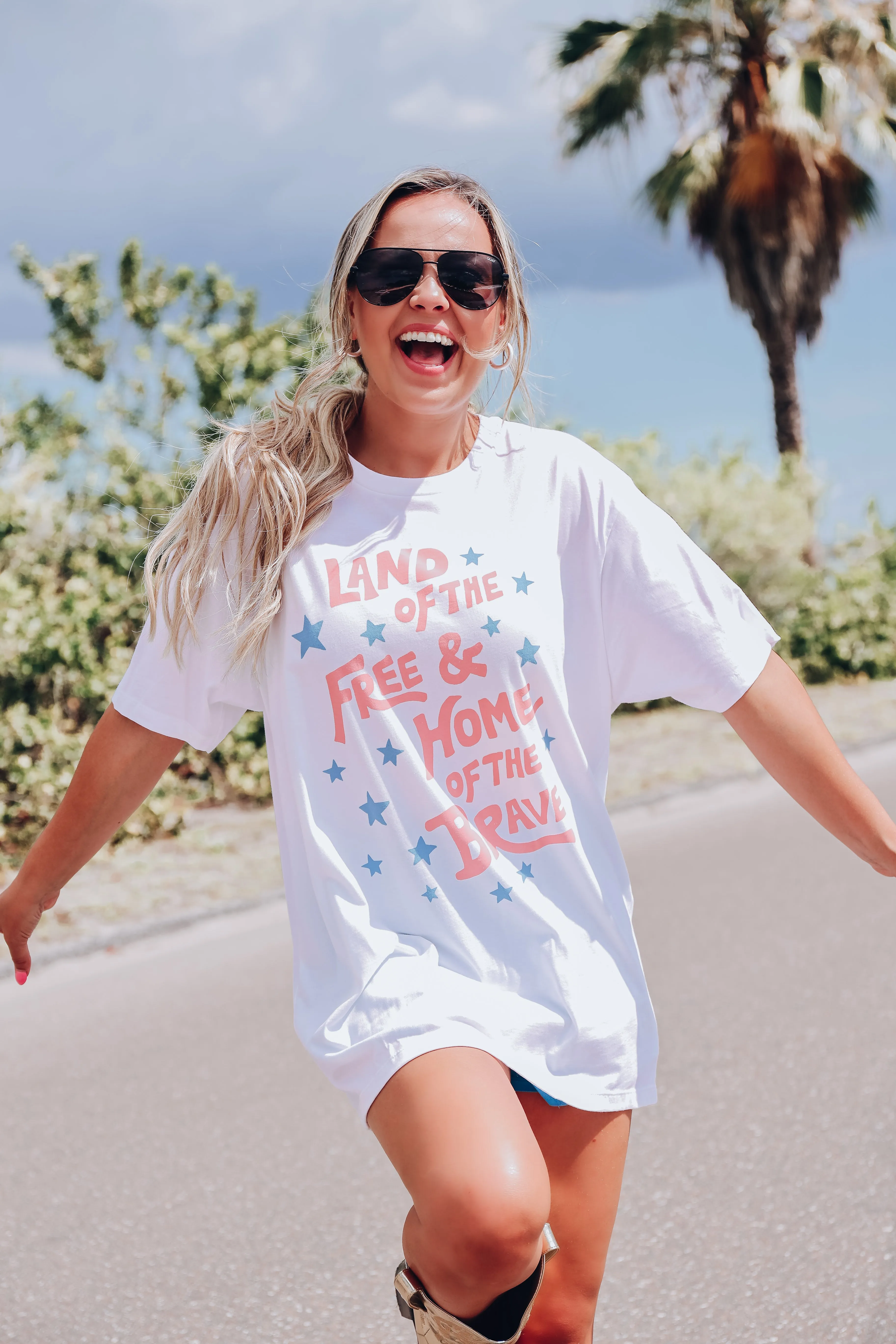 Land Of The Free Graphic Tee - White