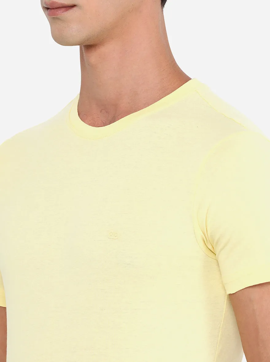 Light Yellow Solid Slim Fit T-Shirt | JadeBlue