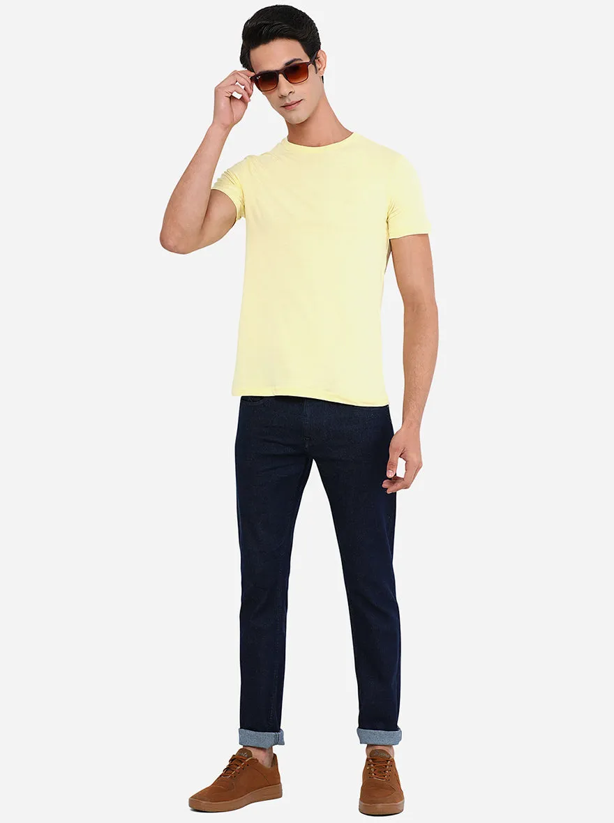 Light Yellow Solid Slim Fit T-Shirt | JadeBlue