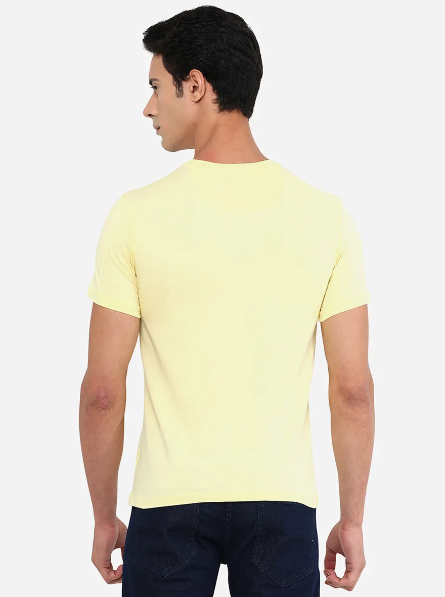 Light Yellow Solid Slim Fit T-Shirt | JadeBlue