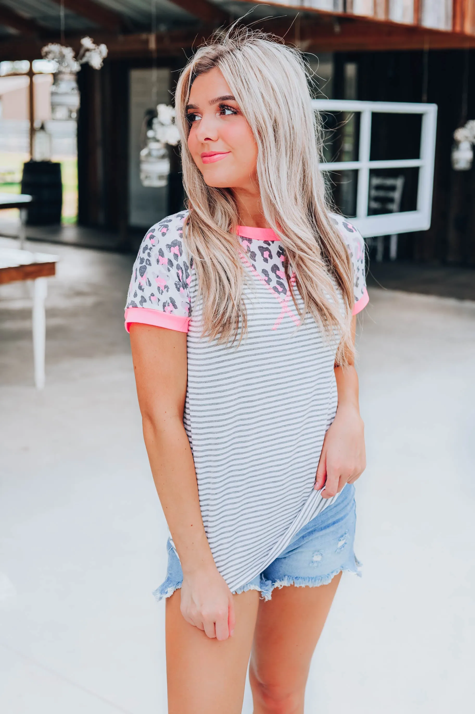 Lively Leopard Neon Top - Pink